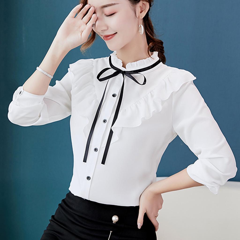 Solid Chiffon Blouse Tee Shirt Top 