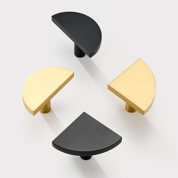 Modern Solid Brass Furniture Pulls Quarter Half Moon Handles for Kitchen Cabinets Glass Drawer Knobs Bedroom Outdoor Exterior