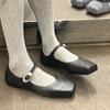 Vintage Mary Janes Women Ballet Flats Fashion Square Toe Strap Buckle Dance Walking Loafers Casual Girls Shoes