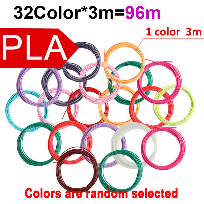 Colored PLA Filament for 3D Pen Printing 32 Colors 25M 30M 36M 50M 100M 200M Safe Plastic Refill for 3D Children's Printing Pen