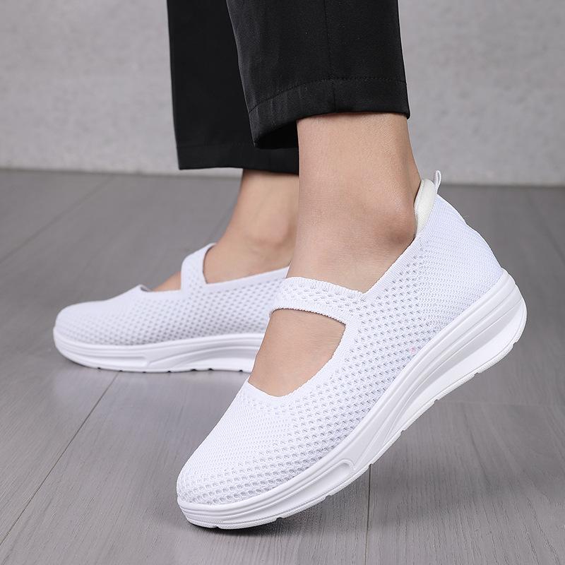New women's shoes casual and versatile summer air cushion running shoes flying woven breathable lazy shoes one-pedal sports shoes