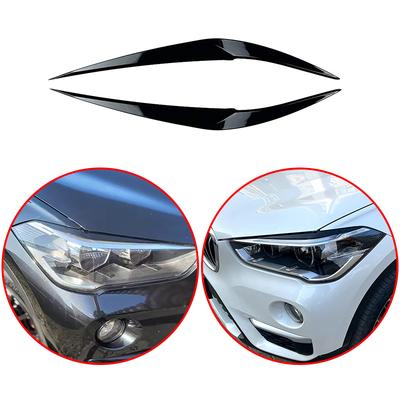 Für BMW X1 F48 2016 2017 2018 2019 2020 Hochwertige ABS Auto Frontscheinwerfer Augenbrauen Augenlider Abdeckung 3D Sticker Glänzend Schwarz