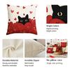4Pcs Valentine'S Day Red Heart And Cute Black Cat Pattern Pillow Cover, Used For Living Room And Sofa, (Excluding Pillow Core)