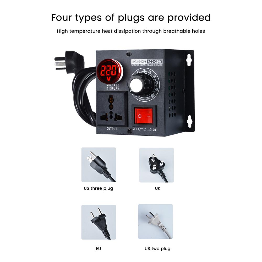 AC 110V/220V 5000W Stepless Voltage Regulator Light Dimmer Temperature Speed Adjuster Variable Monophase Voltage Controller