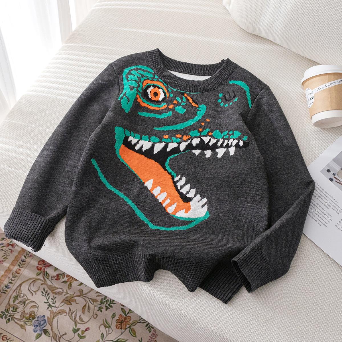 

Boys Dinosaur Street Style Knitted Sweater for Spring, Autumn, Winter 140 cm
