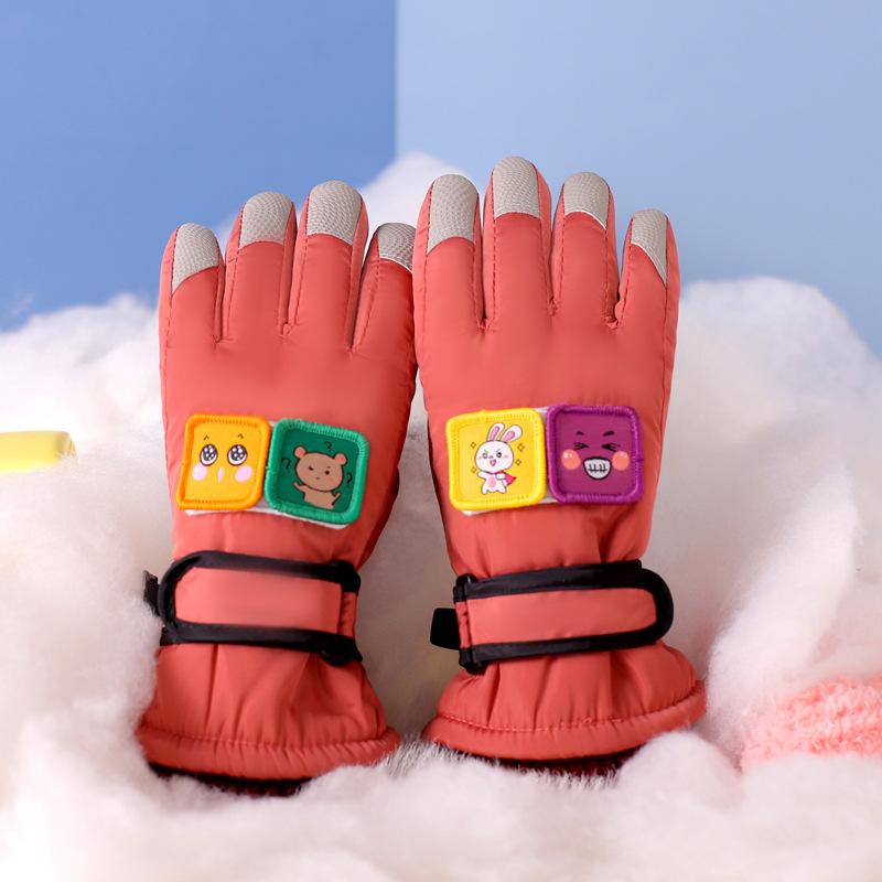 

Утолщенный хлопок, морозостойкие, водонепроницаемые, ветрозащитные, нескользящие и теплые, детские хлопковые перчатки для катания на лыжах и игр в снегу Average size