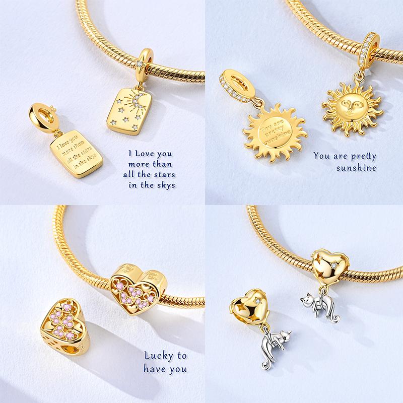 Original Copper Charms Bead Pendants Gold Animals Charms For Women Fit Original Bracelet Fashion Diy Accessories
