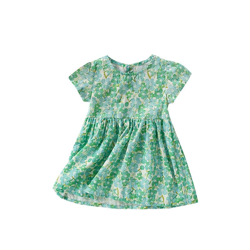 Dress Girls Dress Summer Children's Princess Skirt Round Neck Short Sleeve Fashion Children Dress