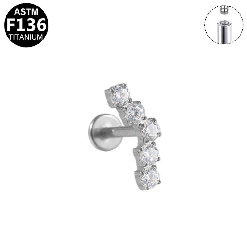 G23 Titanium Zirconia Ear & Lip Stud with Micro-inlaid Zirconia