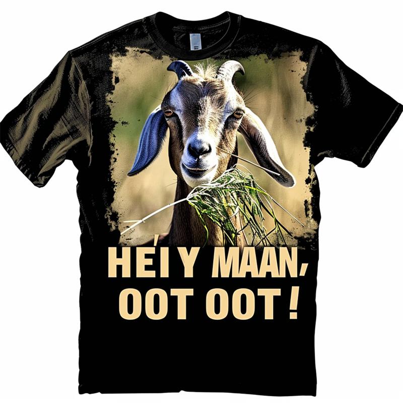 Urkomisches T-Shirt Herrenmode 3D T-Shirts Ziege Niedlicher Druck Lässig Übergroß Rundhalsausschnitt Kurzarm T-shirtTops