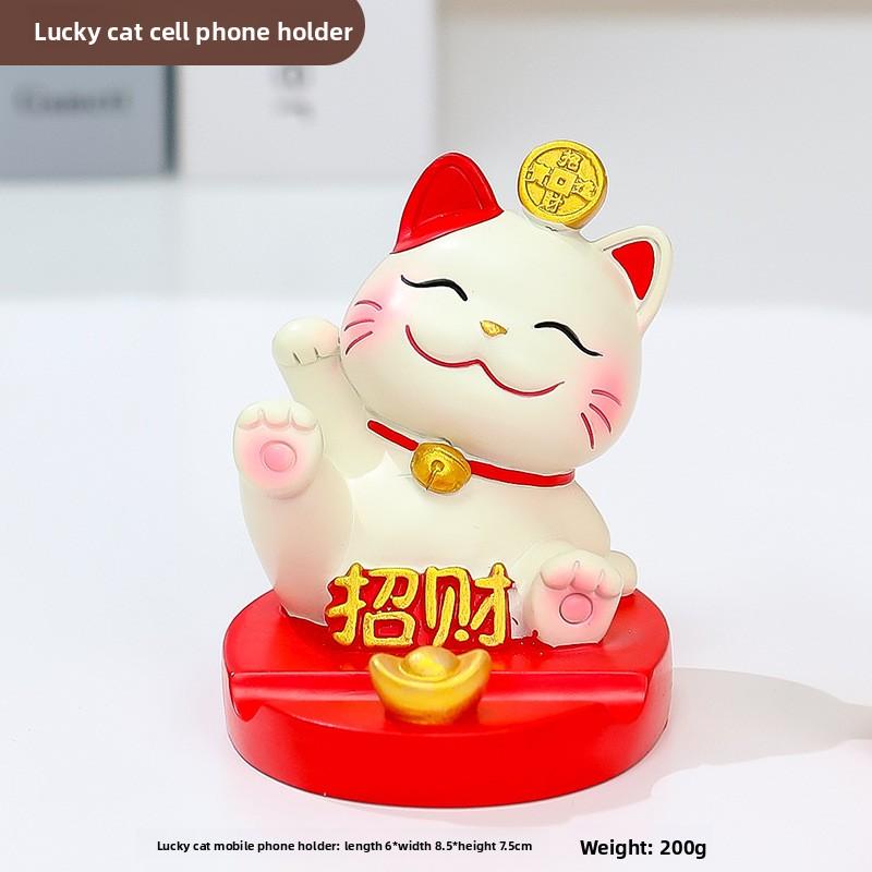 Cute Mobile Phone Stand Decoration Cute Maneki Neko Resin Office DeskCute Gift Decoration
