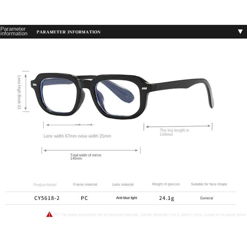 Anti-blue Light Glasses Fashion Square Eyewear Women Men Trend Simple Eyeglasses Blue Light Blocking Man Lady Computer Eyeglas