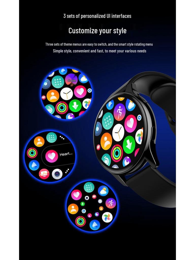 Round Smartwatch: Heart Rate Monitor, Touchscreen, Pedometer, Bluetooth Calls for Men & Women