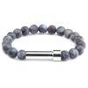 Stainless Steel Beaded Stretch Bracelet With Natural Stone Charms DIY Engraving Paper Insert Fashion Geometric Jewelry