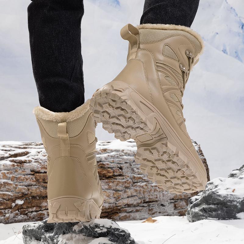 Men Winter Outdoor Velvet Warm Snow Boots Walking Shoes Waterproof Ski Shoes High-Top Large Size Cotton Boots Thick Cotton Shoes