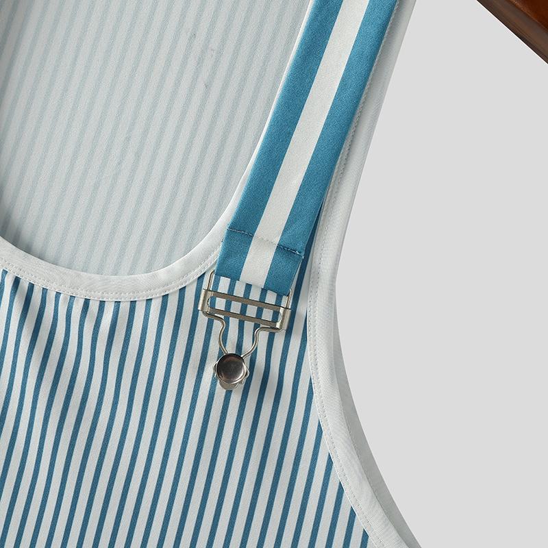INCERUN Men Strap Sleeveless Striped Print Casual Fitted Tank Tops