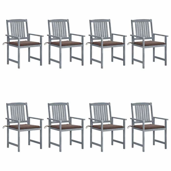 VidaXL Set of 8 Garden Chairs with Cushions, Patio Seats, Dining Chairs, Outdoor Patio Furniture, 3078230