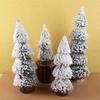 Handmade Flocked Cedar Tree Tower Shaped Mini Christmas Tree Elegant Mini Snow Pine Tree  New Year