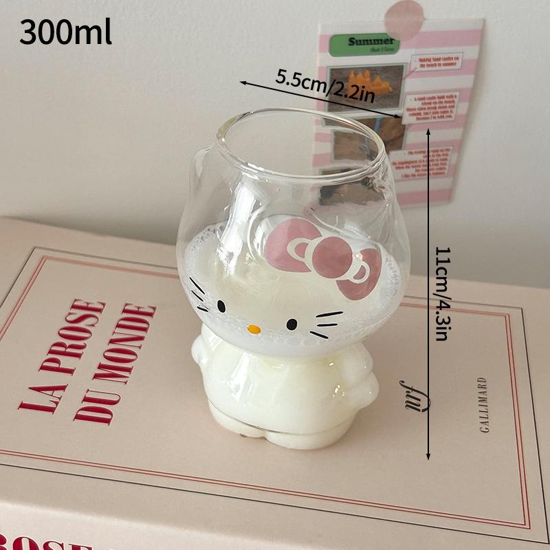 High Beauty Glass Cup Home Cold Drinks Milk Juice Mug Cartoon Cute KT Cat Single Layer Cold Drinks Cup Coffee Cup
