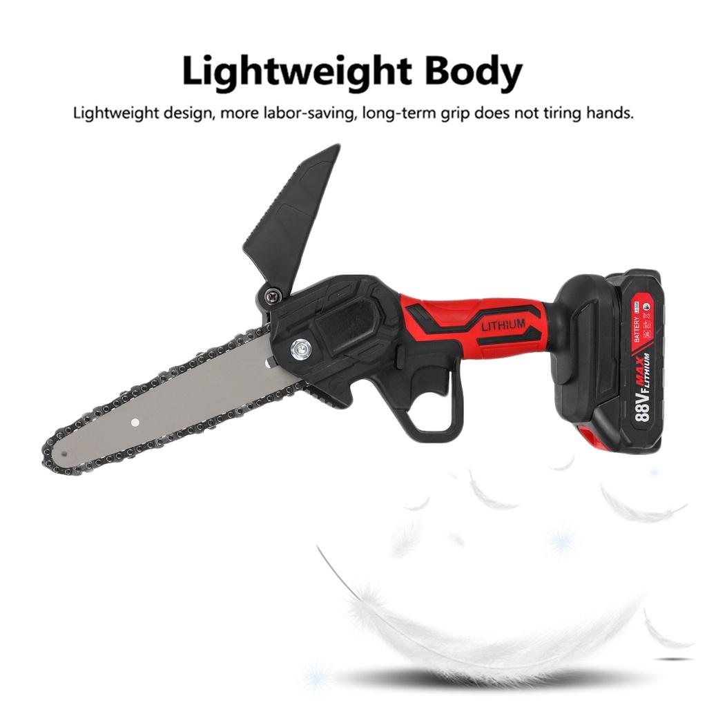 6 Inch 88V 3000W Mini Electric Chain Saw Woodworking Cordless Pruning ChainSaw One-handed Garden Tool with Battery