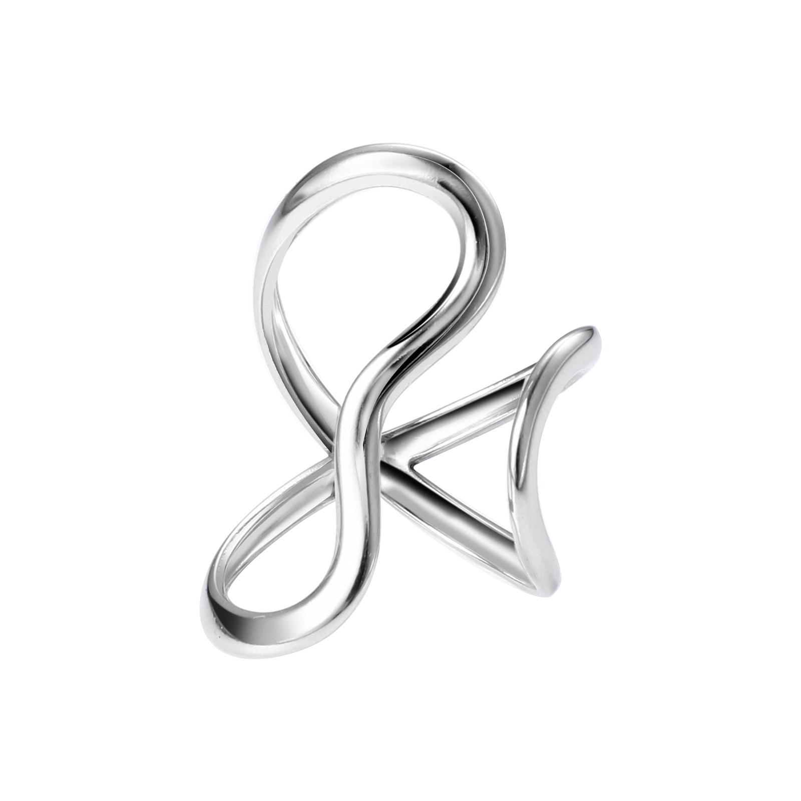 

Открытое кольцо из титановой стали в европейском и американском стиле с неровными линиями – модный женский аксессуар в стиле «холодный» серебряный