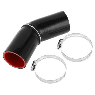 X AUTOHAUX 1 Set 51mm/2.01" ID 90mm/3.54" Length 45 Degree Black Red Car Silicone Hose with Clamp Hose Universal
