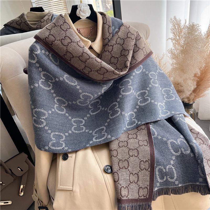 Autumn and winter new imitation cashmere scarf women's style letter pattern warm outer multi-purpose shawl