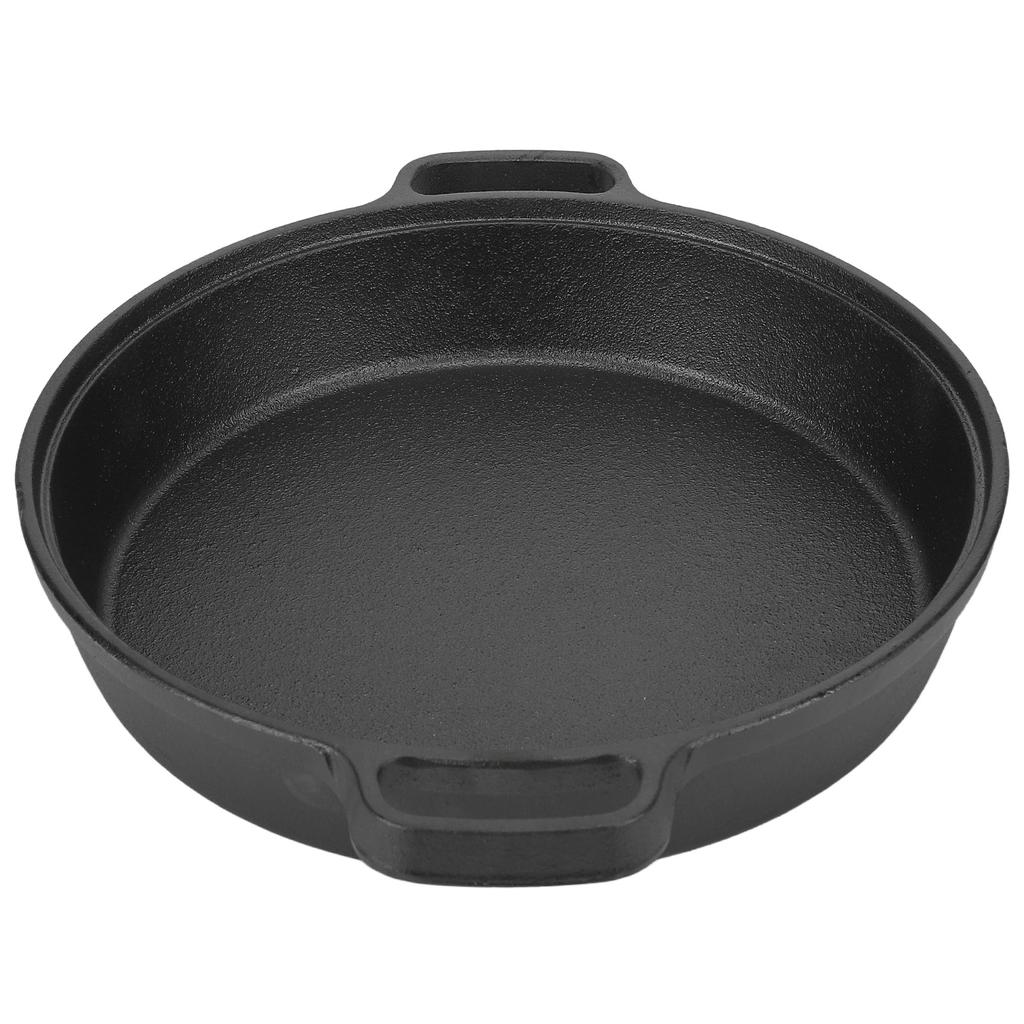 25CM Thickened Pancake Pan Cast Iron Flat Bottom Pan 2 Handle Kitchen Frying Pan for Household