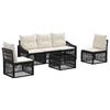 Garden Sofa Set 6 Pcs Black Poly Rattan