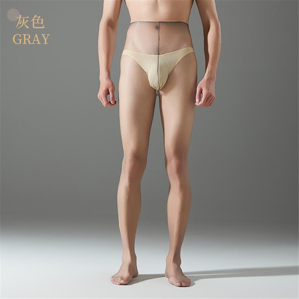 Sexy Men Thin COCKring Stockings Sheer See Through Pantyhose Oil Gloosy Shiny U Convex Pouch Tights Gay Wear Pantyhose