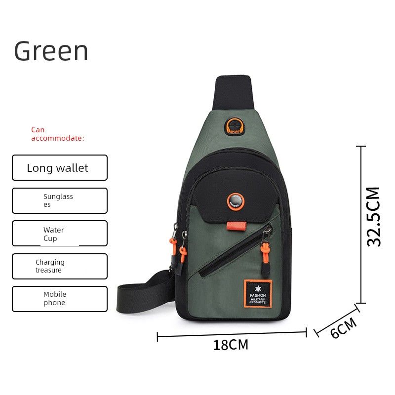 

Men Shoulder Bag Casual New Arrival Oxford Cloth Chest Bag Green [oblique zipper]]