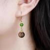 Agarwood Tassel Wooden Earrings with Hetian Jade Bi Hooks - New Chinese Style Long Dangle National Style Earrings