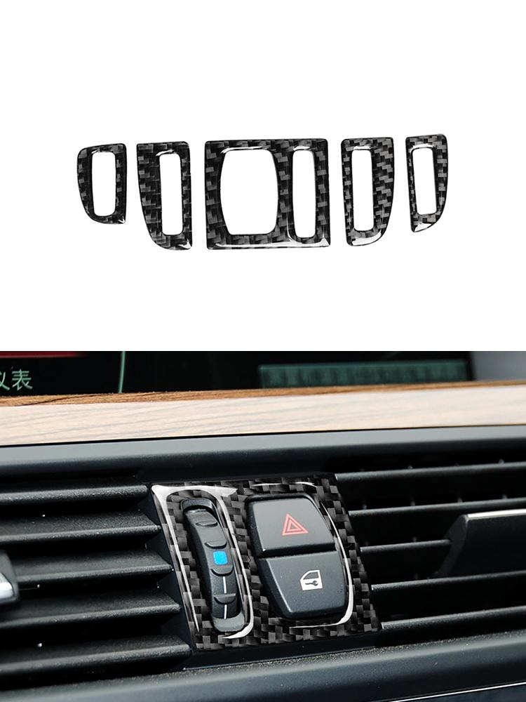 Car Interior Button Panel Cover Decorative Carbon Fiber Sticker For BMW 5 Series F10 2011-2017 Styling Accessories