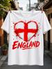 England Heart FlAg Graphic With Red Brush Heart Paint Splashes And Expressive England Lettering Unisex All TShirt
