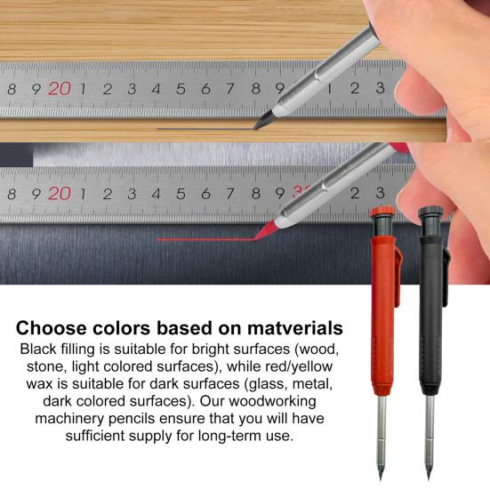 3 Pcs Carpenter Pencils with 18 Refills Mechanical Pencils Quick-drying Construction with Built-in Sharpener Long Nib Deep Hole Pencil