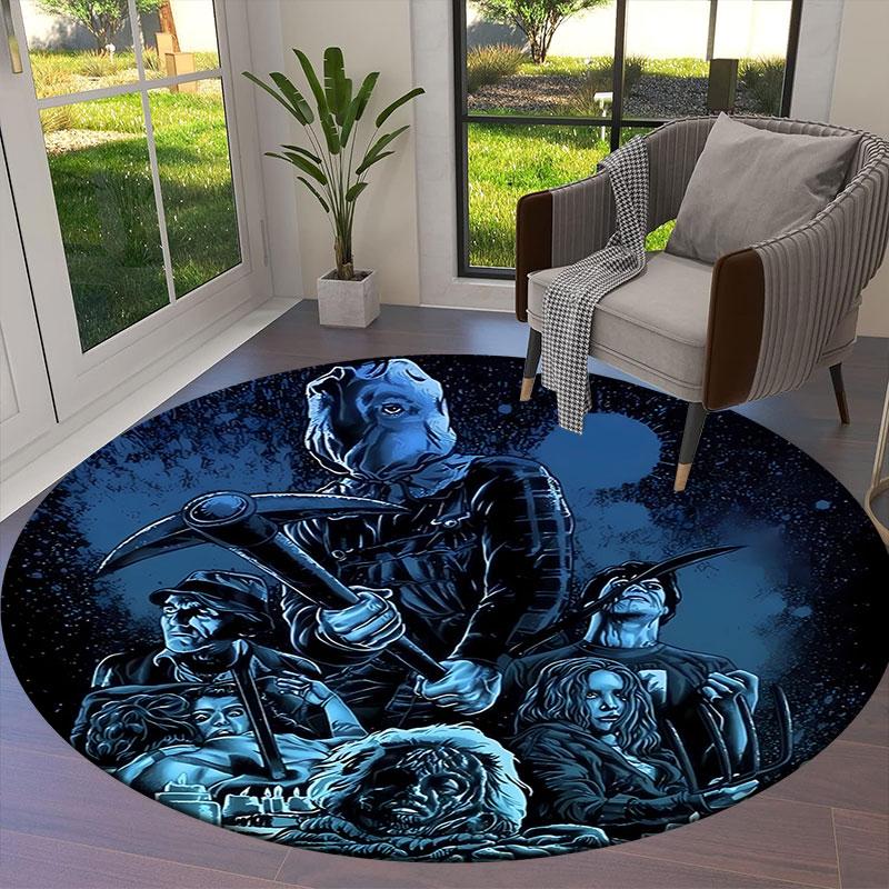 fridaythe13th Round Area Rug,Carpet Rug for Living Room Bedroom Sofa Playroom Decor,Non-slip Floor Mat