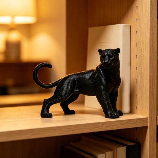 Czarny Pantera Ozdoba Drukowana 3D Mini Matowa Czarna Dekoracja Biurkowa Figurka Zwierzęcia z Dżungli dla Dzieci, Zabawka Prezent dla Chłopców i Dziewczynek