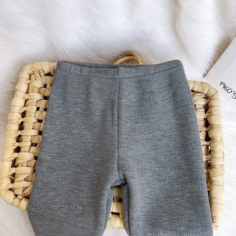 Girls' Fall/Winter Fleece-Lined Outerwear Pants Stylish Heart-Patterned Slim-Fit Fleece Leggings Children's Clothing