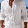Herrenhemden Frühling/Sommerhemden Strandbekleidung Button-Down-Hemden Einfarbig Urlaubs-Casual Langarm mit Kragen