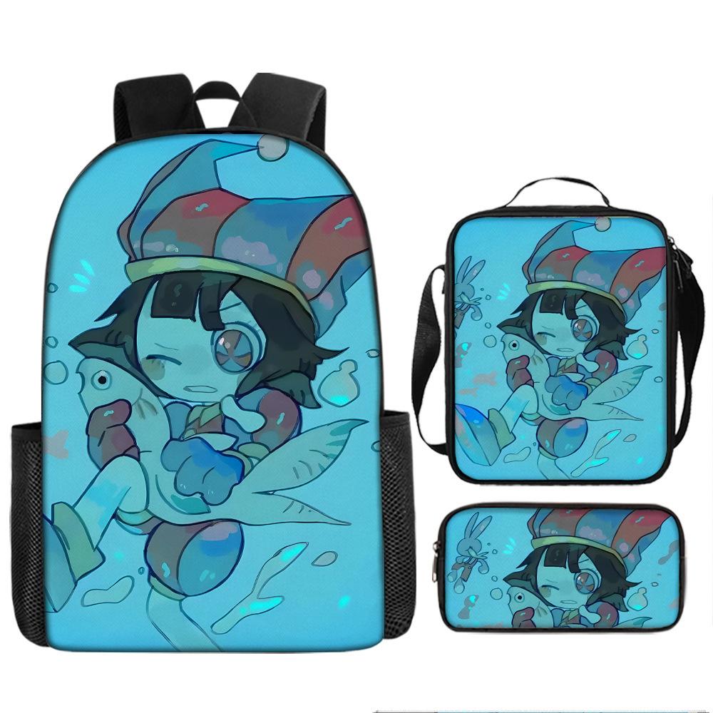 DER ERSTAUNLICHE DIGITALE ZIRKUS Rucksack-Set aus 3 Stück Großer Schulrucksack Reise-Tagesrucksack für Kinder Jugendliche Erwachsene