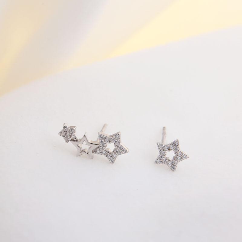 AB Style Diamond Hollow Five-pointed Star Earrings for Women New Creative Personality Fashion Temperament Earrings
