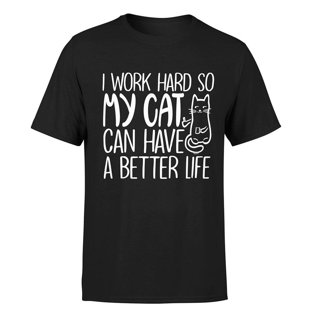 Katzenliebhaber T-Shirt: Ich arbeite hart für meine Katze, Lustiges Geschenk für Mama