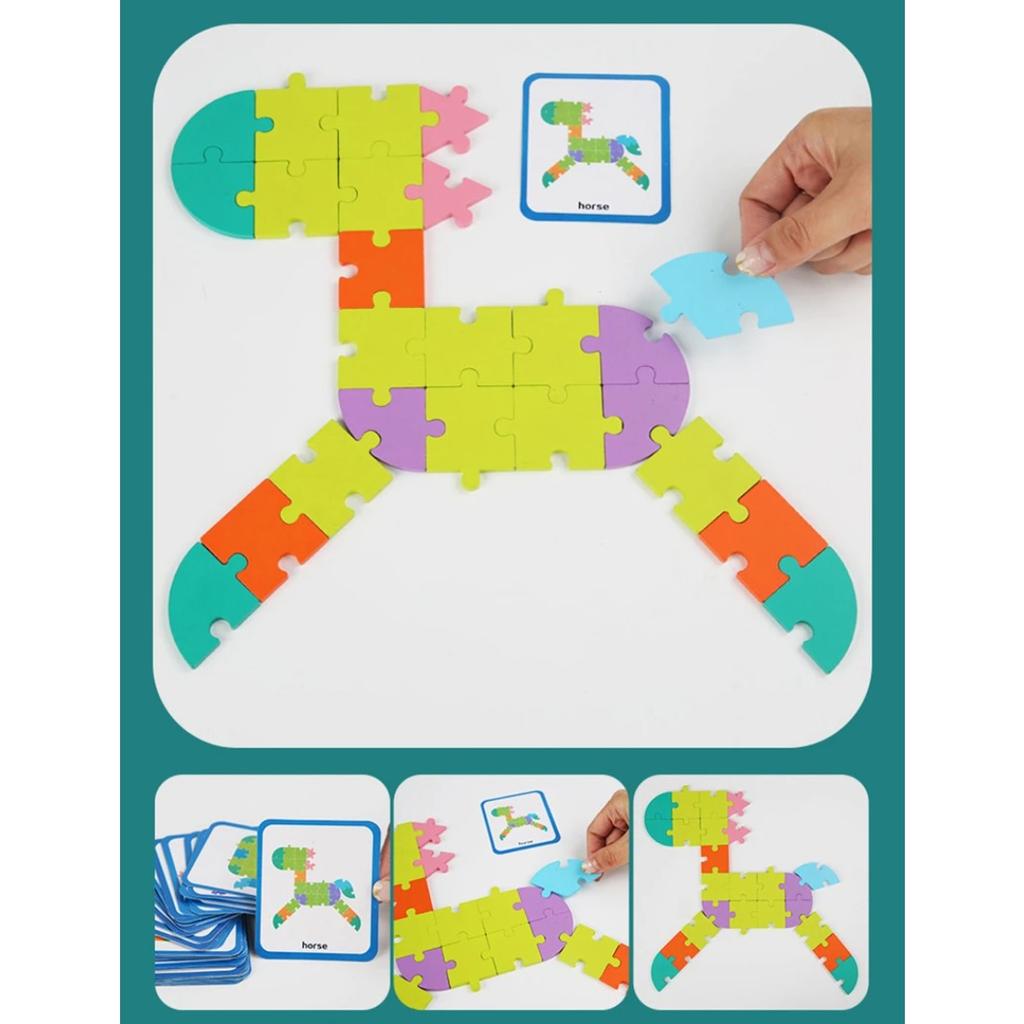 Children Logic Puzzle Tangram Toys Montessori Thinking Educational Games Matching Puzzle Brain Game Letter Animal Jigsaw for Kid