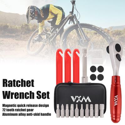1 Set Bicycle Repair Tool Kit with Magnetic Ratchet Wrench Bits Handle Extension Rod Tire Lever Patch MTB Mountain Road Bike Maintenance Tools