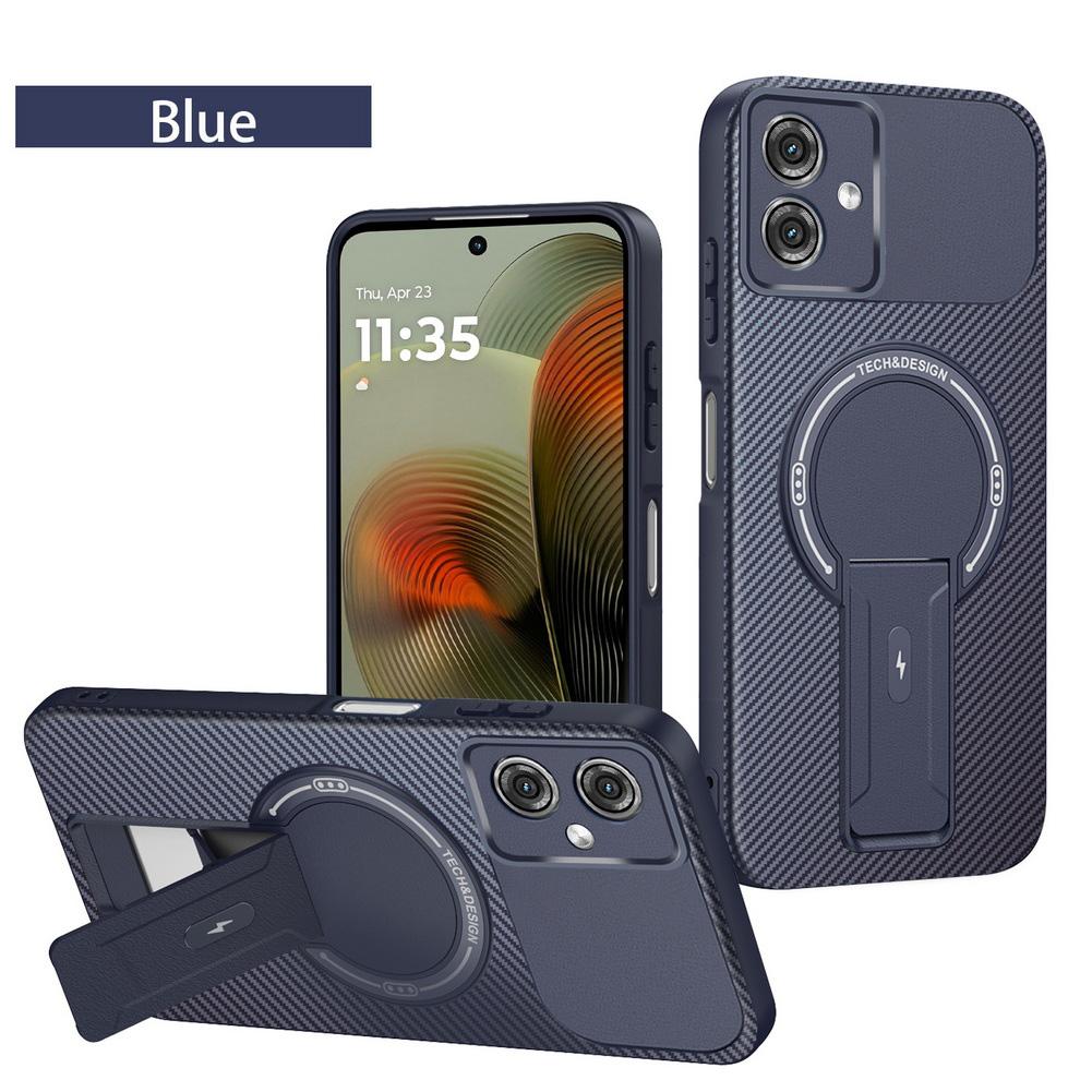 Kohlefaser Unsichtbarer Ständerhalter Eingebauter Magnetring Hülle für Moto G35 G55 G75 G85 G54 Kameraschutzabdeckung