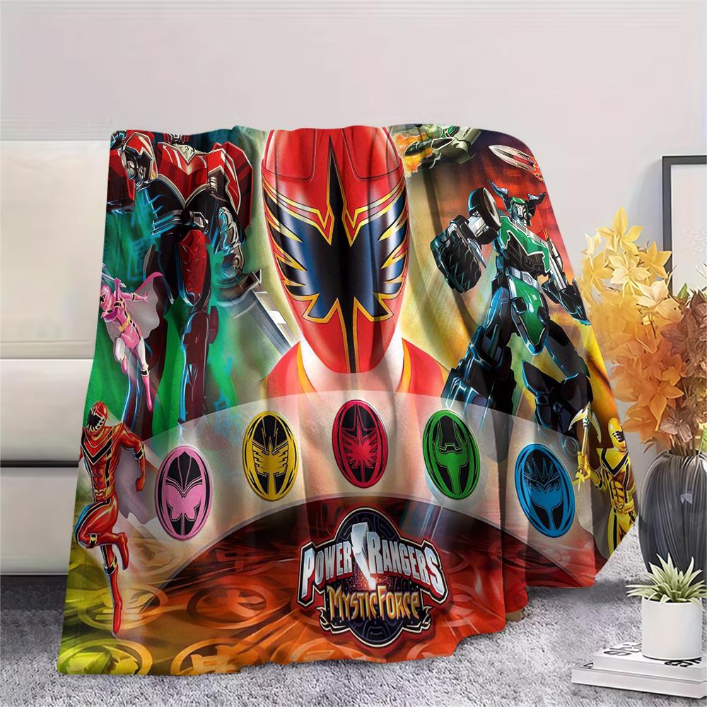 1 Stück Power Rangers Aufdruck Flanelldecke, Hohe Qualität, Bequem für alle Jahreszeiten, Heimdekoration, Wärme und Komfort, Perfekt für Geschenke