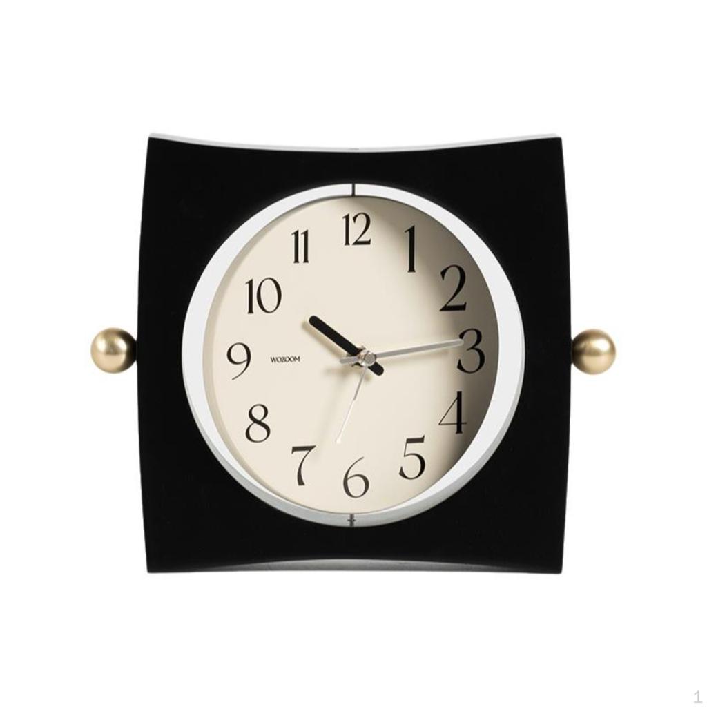 Vintage Table Clock, Decorative Desk Living Room Mantel Decor Dark Coffee Rotating