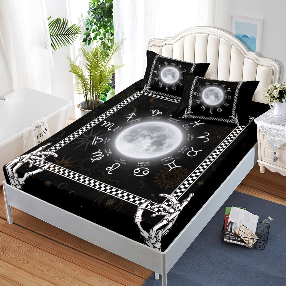 Mattress Mattress Cover Three-Piece Set Black Twelve Constellation Mattress Protective Cover