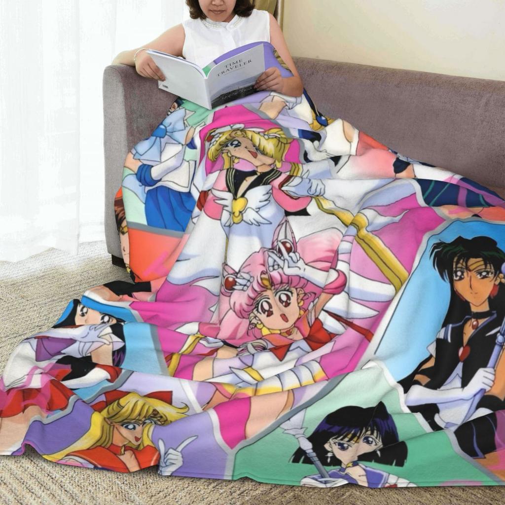 S-Sailor M-Moon Anime Blanket Quality Warm Throw Blanket Winter Picnic Outdoor Comfortable Bedspread