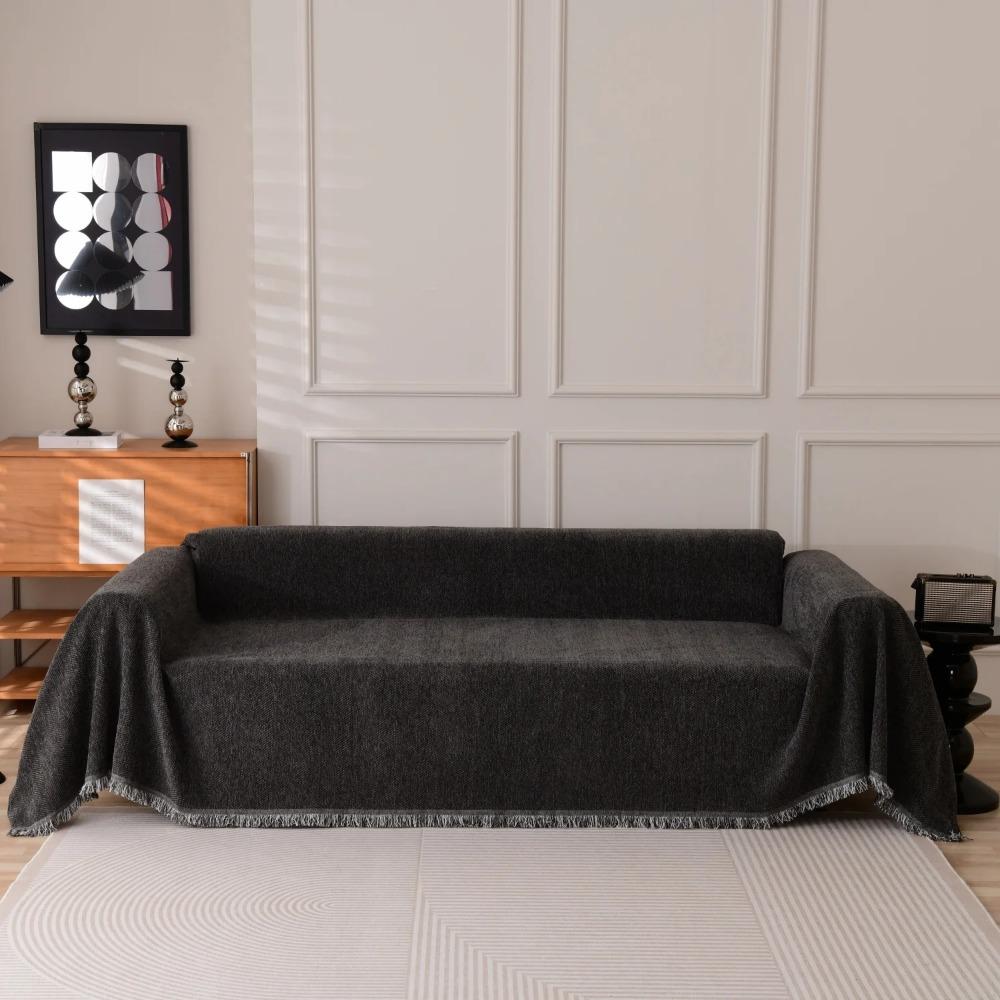 

Полотенце для дивана Herribone Jacquard из шенилла с кисточками Чехол для дивана Покрывало Чехол для дивана Универсальный для гостиной Все сезоны 180X130cm темно-серого